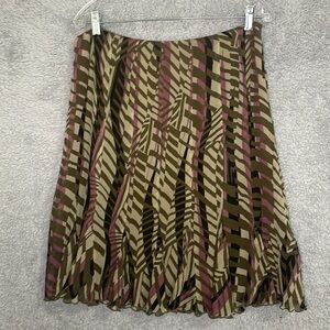 Alfani Skirt Womens 10 Purple 100 % Silk Lined Side Zipper Fairy Artsy Flowy‎